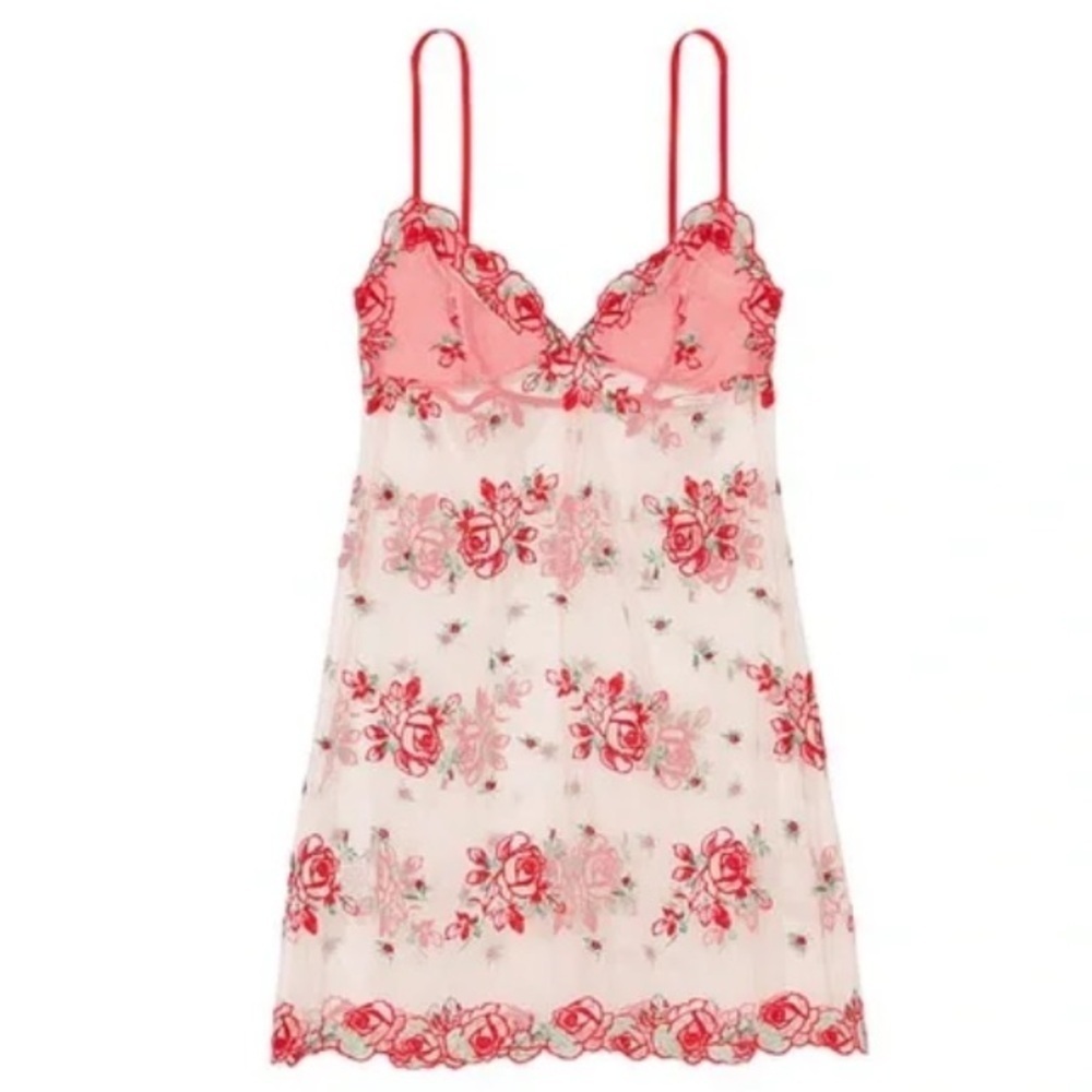 New! Victorias Secret sheer embroidered floral slip lingerie 4524 - Picture 1 of 10
